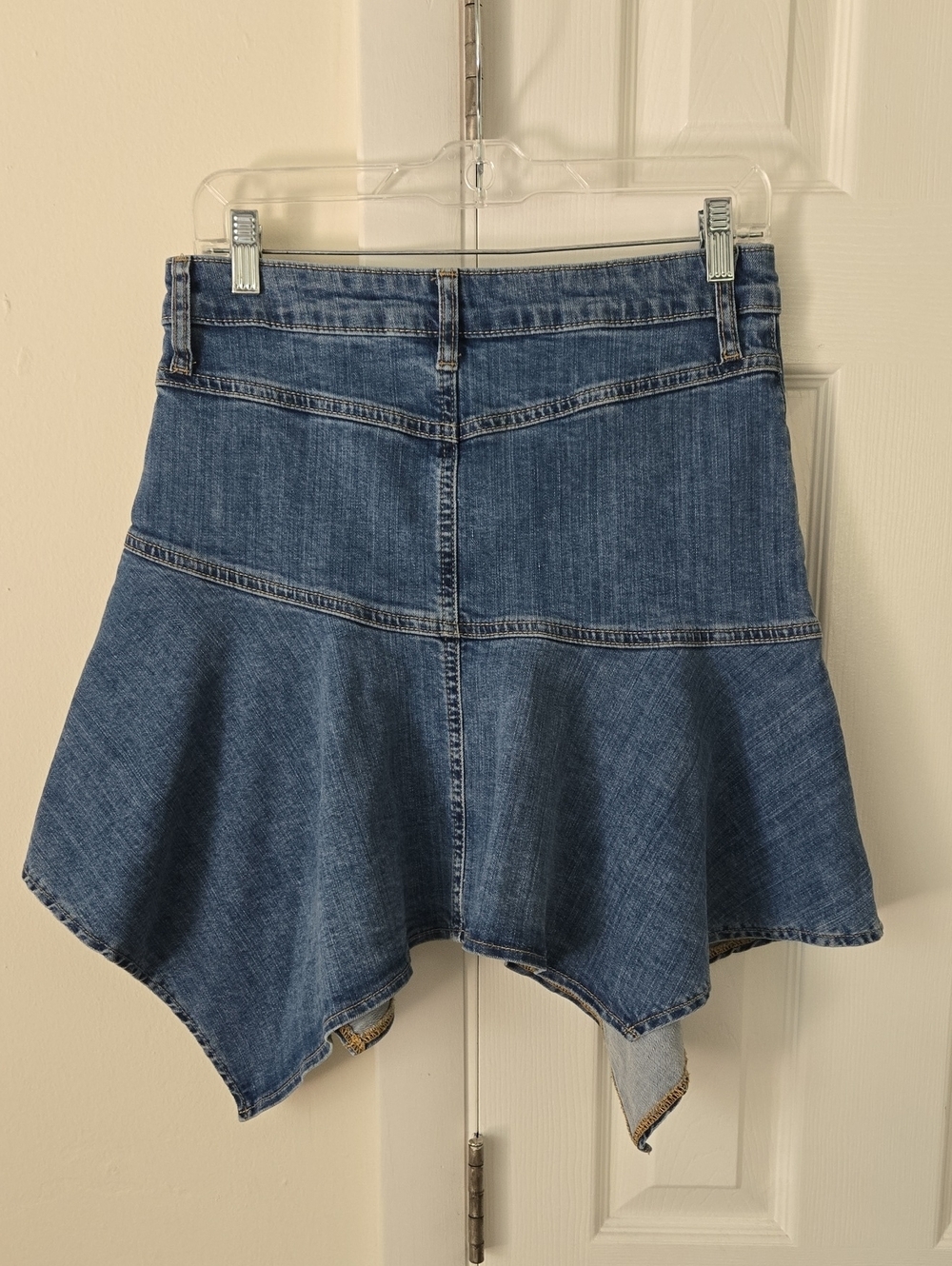 Free People Alara Midi Skirt Denim Jean Western Boho Asymmetrical Size 6 - Picture 5 of 15